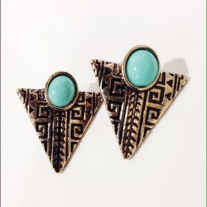 Turquoise Triangle Earrings