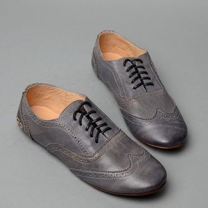 Bed Stu Belly Grey Rustic Leather Oxfords