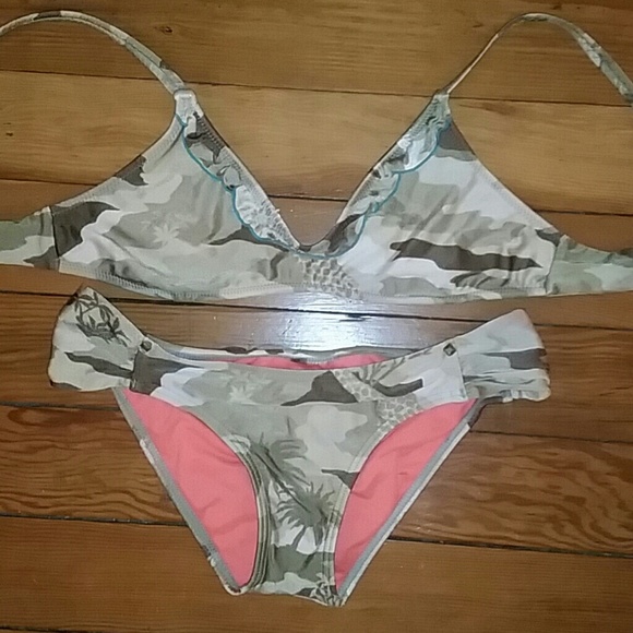 Army Print Bikini Bralette and Bottoms - Picture 4 of 4