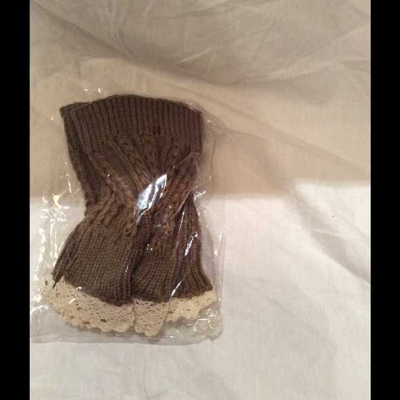 Unknown knit boot sock brown and cream one size