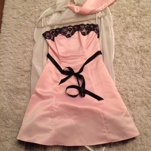 Pink x Black strapless formal dress.