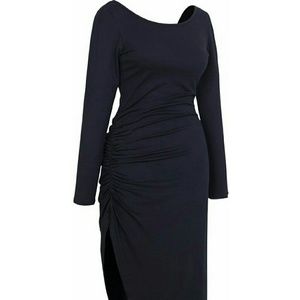 High low side split longsleeve dress