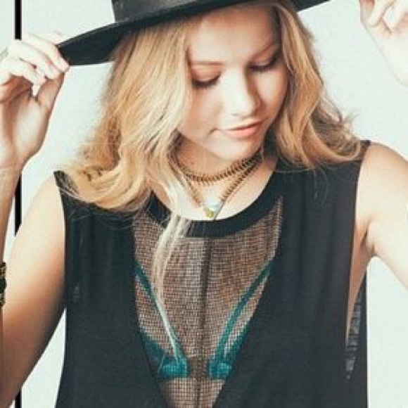 LF black mesh top