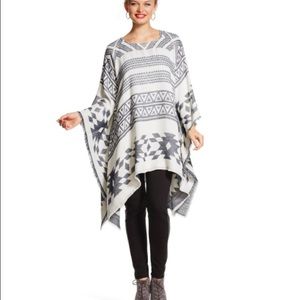 Blue/Cream Boho poncho