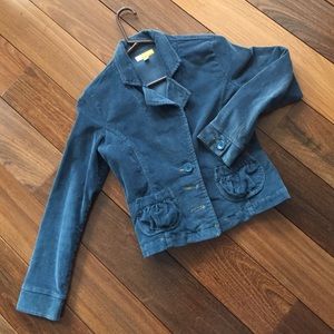 Anthropologie Tulle Blue Corduroy Jacket