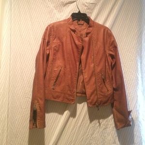 Faux leather jacket.