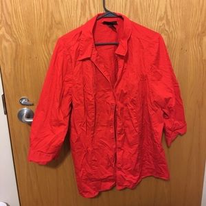 3/4 length sleeve red button up dress shirt