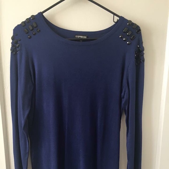 Dark blue Express sweater with shoulder details