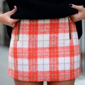 Topshop Plaid Orange Skirt