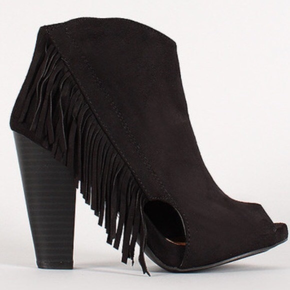 Black Fringe Booties