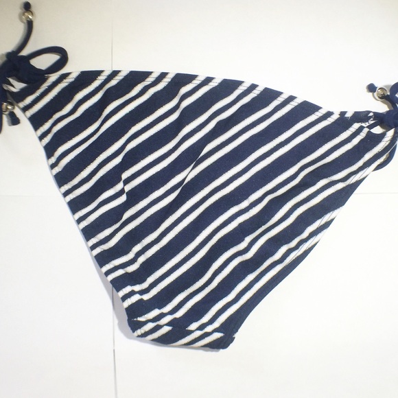 Navy & white with silver streaks and beads bikini - Picture 2 of 3