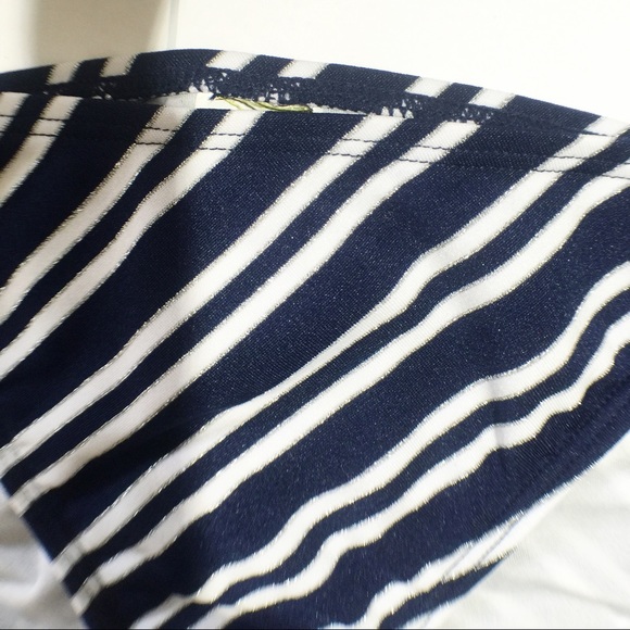 Navy & white with silver streaks and beads bikini - Picture 3 of 3