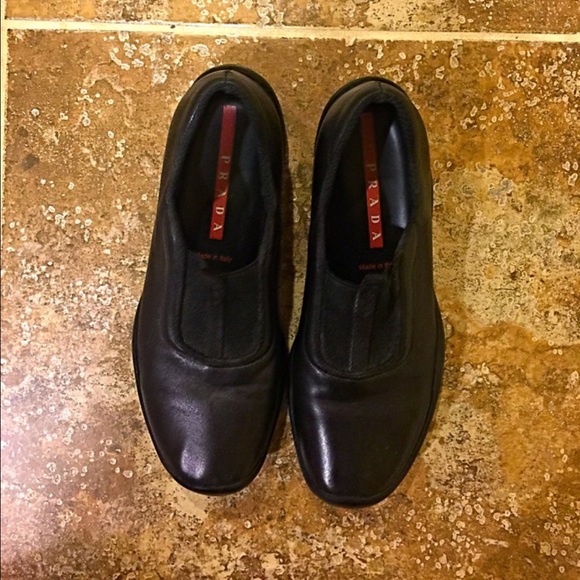 Prada Leather Slip On Shoes