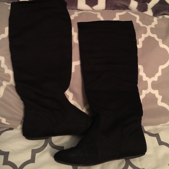 Tall suede flat boot