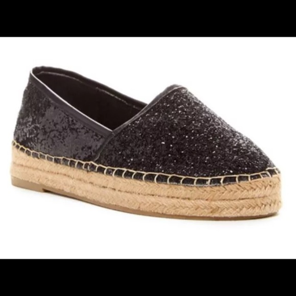 Steve Madden Black Glitter Flats
