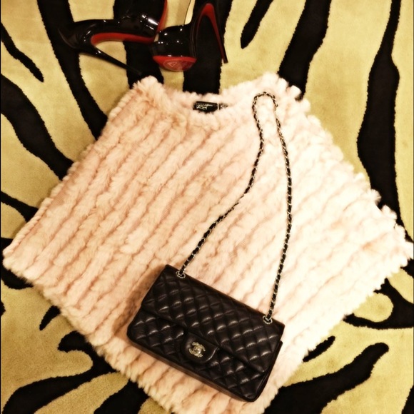 Genuine Babydoll Pink Rabbit Fur Poncho/Cape