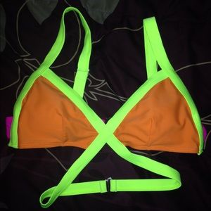Neon two piece bathing suit