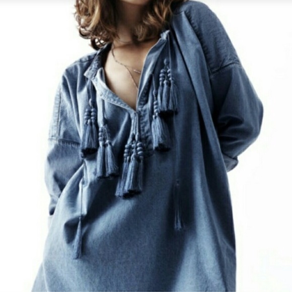 ISO H&M denim tassel tunic