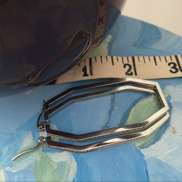 Earrings 💎 octagonal stainless steel & CZs ✨ - Picture 3 of 4