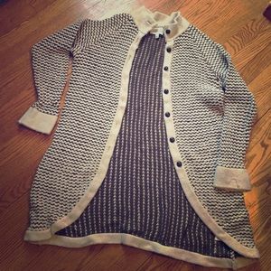 Long brown and cream cardigan