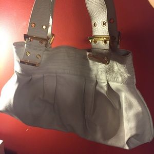 Charles David white and gold travel tote