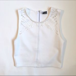 White Urban Outfitters Zip-Up Crop Top
