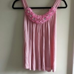 《Final price》Pink Tank with Floral Embellishment