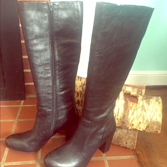 Black leather boots
