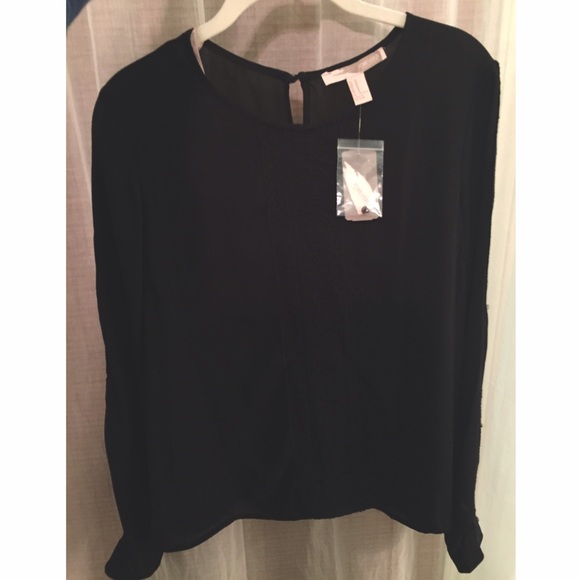 Black Long Sleeved Blouse with Lace