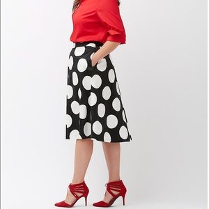 Lane Bryant black/white dot midi skirt size 24