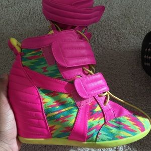 Multicolored wedge sneakers