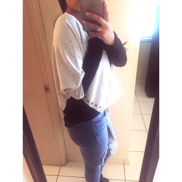 LAST DAY ❗️Gray Studded Dolman Sweater - Picture 2 of 4