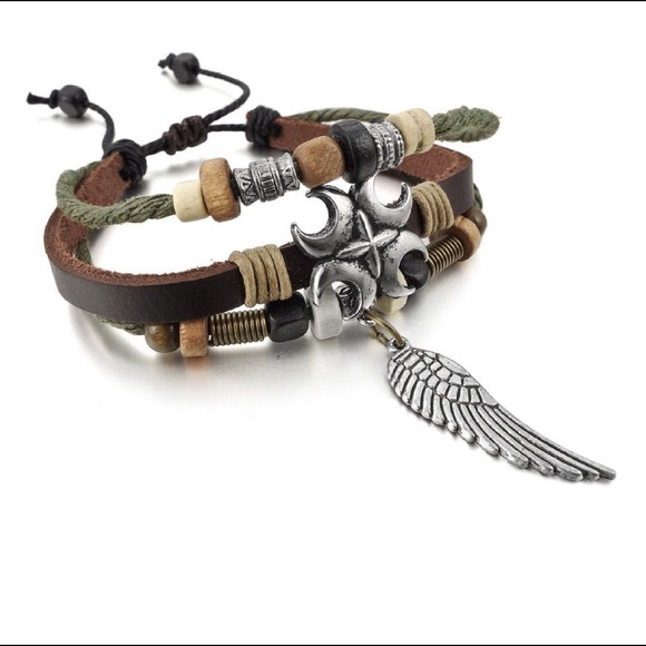 New Men's Alloy Genuine Leather Bracelet