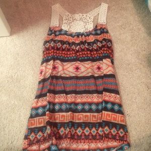 Patterned and lace tank top