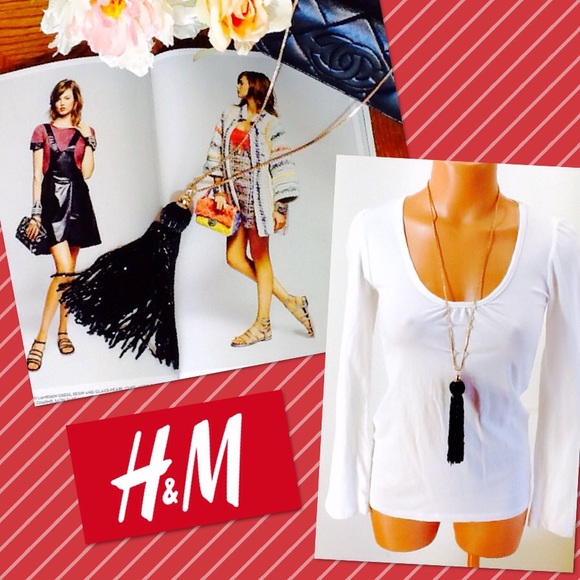 H&M Tassel Necklace. Long Gold Chain.