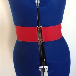Stretchy Scarlet Red Belt w/ Gold Colored Clasps