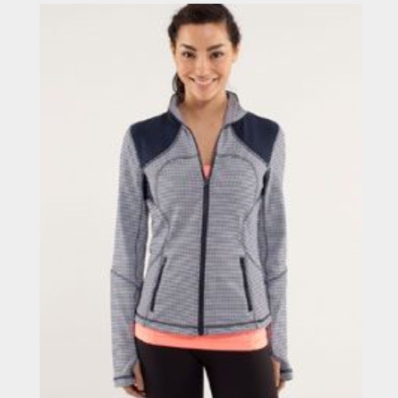 LULULEMON GINGHAM NAVY AND WHITE  "FORME JACKET"
