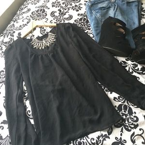 Black long sleeve sheer top ✨