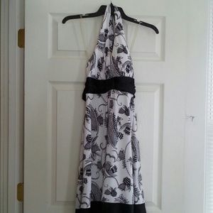 Black and white halter dress