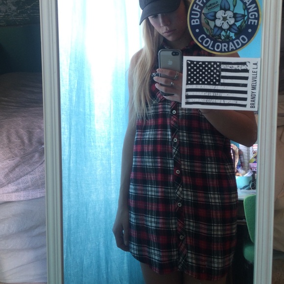Flannel Button Up T-Shirt Dress