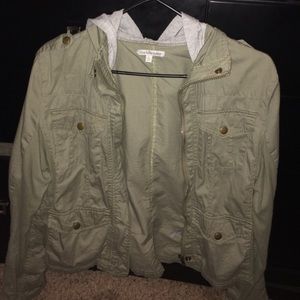 Olive jacket with hoodie