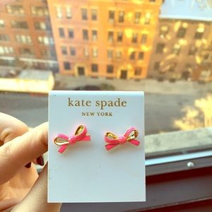 Kate Spade bow earrings gold/pink