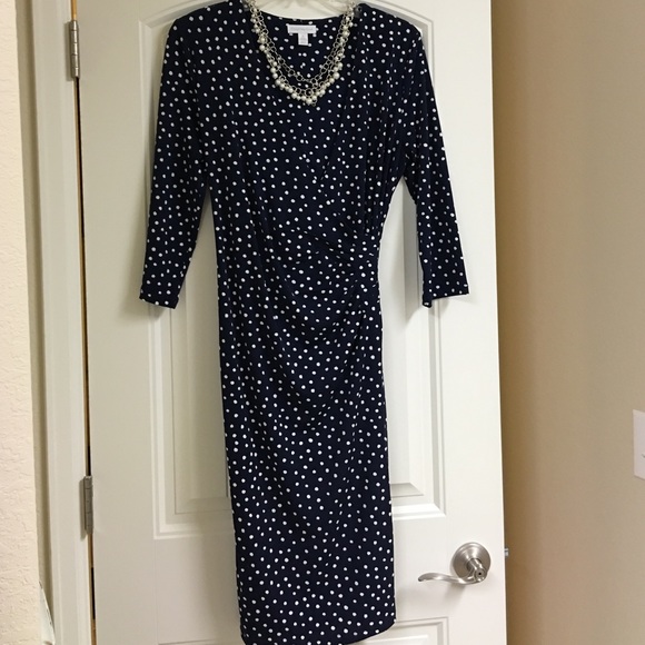 Charter Club Cross Over Dress in Navy & White