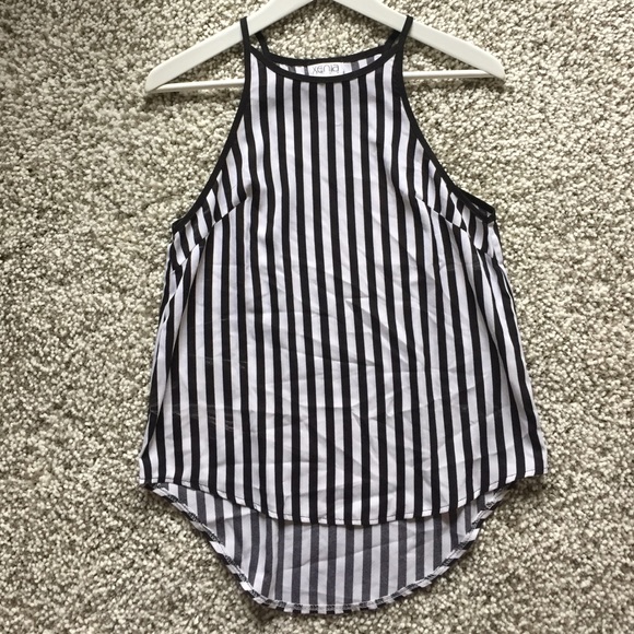 Xenia boutique Tops - XENIA boutique black white stripe racer front tank