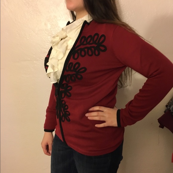 Sheer ruffle neck long sleeve blouse
