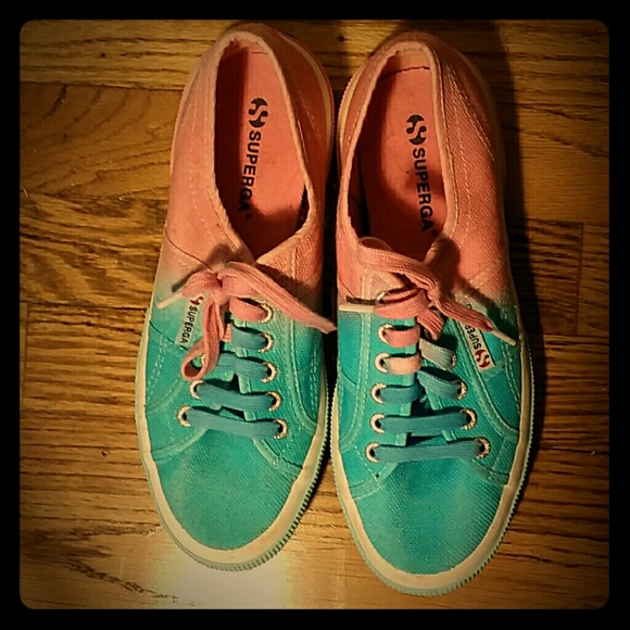 Blue and pink cotton candy Superga shoes