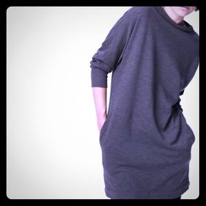 James Perse Fleece Funnel Neck Dolman Dress - 0