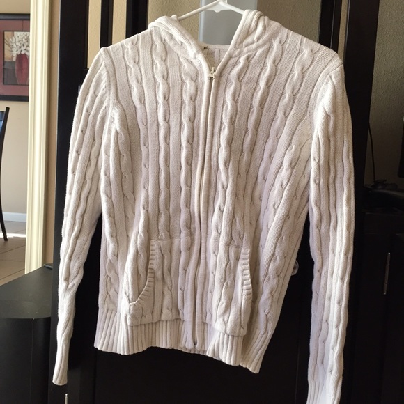 Off white zip up hooded sweater