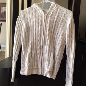 Off white zip up hooded sweater