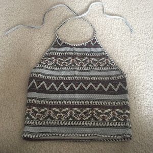 Patterned halter crop top